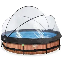 EXIT Swimming Pool 360 x 76 cm braun - inkl. Sonnendach, stabiler pulverbeschichteter Rahmen für jahrelangen Badespaß