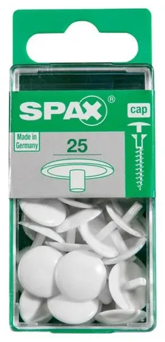 Spax Abdeckkappen weiß zum Stecken - 25 Stk., ideal für eine saubere und ansprechende Optik - Abdeckkappen für Schrauben, sorgen für eine ästhetische Abdeckung und schützen vor Schmutz.