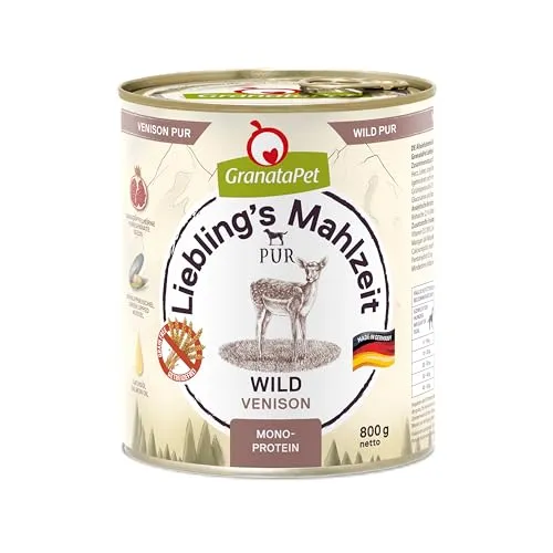 GranataPet Liebling's Mahlzeit Wild PUR, Nassfutter für Hunde, Hundefutter ohne Getreide & Zuckerzusätze, Alleinfuttermittel mit hohem Fleischanteil & hochwertigen Ölen, 6 x 800 g