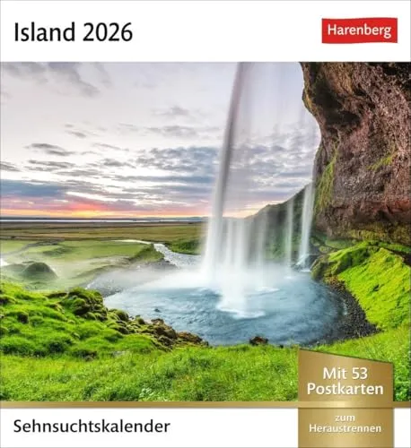 Island Sehnsuchtskalender 2026 - Wochenkalender mit 53 Postkarten: Fernweh in einem Foto-Kalender zum Aufstellen. Die schönsten Landschaften Islands ... in einem Tischkalender (Postkartenkalender)