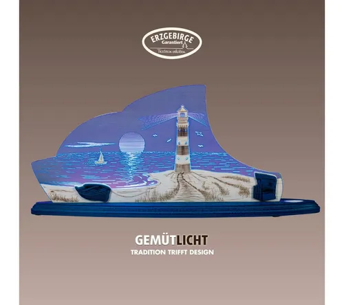 Weigla LED Dekolicht Maritim, Holz & Acrylglas, BLAU-WEIẞ - Weihnachtsbeleuchtung mit wechselbarem LED-Modul, maritime Deko für Innenräume, made in Germany, sorgt für eine stimmungsvolle Atmosphäre.