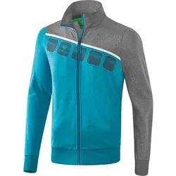 Erima 5-C Polyesterjacke Kinder - Oriental Blue Melange / Grey Melange / Weiß - Sportjacke aus elastischem, strapazierfähigem Funktionsmaterial, ideal für jedes Training. Mit stylischem 3D-Print und praktischen Reißverschlusstaschen für Kleinigkeiten.