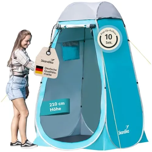 Skandika Camping Pop Up Duschzelt | Blickdicht und vielseitig einsetzbar - Zelte für Camping und Outdoor: Dieses Duschzelt bietet 210 cm Stehhöhe, ist blickdicht und lässt sich dank Pop-Up-Funktion in Sekunden aufstellen. Ideal als Umkleidezelt oder mobile Toilette.