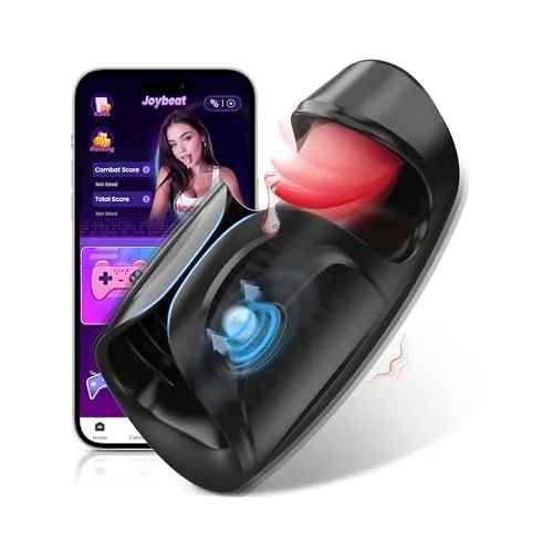 Tagnaff Realistisch Blowjob Sex Spielzeug für die Männer mit 10 Pulsieren & 10 Zunge Lecken & 10 Vibrationsmodi Penis Vibrator Masturbator, Vibratorensets für Männer Eichel Stimulation Schwarz