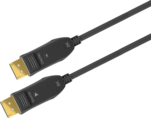 GOOBAY 64868 - DisplayPort 2.0 AOC Hybrid-Kabel 8K 60 Hz, 30 m - DP-Kabel mit 8K Unterstützung und 32 GBit/s Übertragungsrate, ideal für lange Distanzen ohne Datenverluste und optimal für Gaming und hochauflösende Displays.