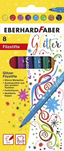 EBERHARD FABER Glitter-Fasermaler 8er Kartonetui