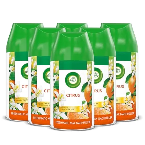 Air Wick Freshmatic Max Nachfüller Citrus – 6 x 250 ml - Raumsprays für Air Wick Freshmatic Max, sorgt für langanhaltenden Citrus-Duft bis zu 70 Tage und neutralisiert unangenehme Gerüche in Ihrem Zuhause.