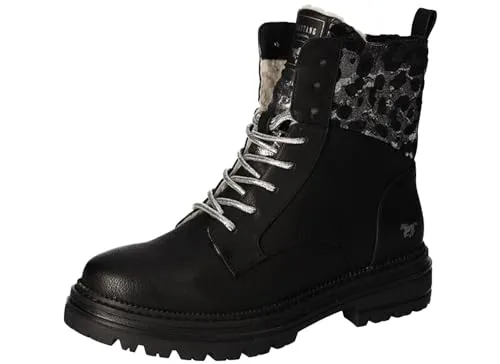 MUSTANG Damen 1404-605 Schnür-Booty, schwarz, 40 EU - Wanderschuhe mit Reißverschluss für einen schnellen Einstieg und profilierter Laufsohle für optimalen Halt.