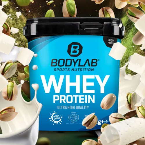 Bodylab24 Whey Protein 1000g - White Chocolate Pistachio - Hochwertiges Whey Protein für leckere Shakes, ideal zur Unterstützung deiner Fitnessziele. Genieße den einzigartigen Geschmack von weißer Schokolade und Pistazie!