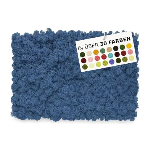 NaDeco Island-Moos in 30 Farben zur Wahl, fluffig & prall, echtes Moos zum Basteln, Wand Deko Moss, für Moosbild Mooswand Moosplatten Kugelmoos Dekoration Ostern Weihnachten, Farbe:Blau