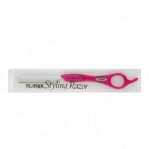 Feather Razor Pink - Hochwertiges Rasiermesser - Rasiermesser mit rostfreier Stahlklinge und Teflonbeschichtung, ideal für präzises und schonendes Schneiden, perfekt für Profis und Zuhause.