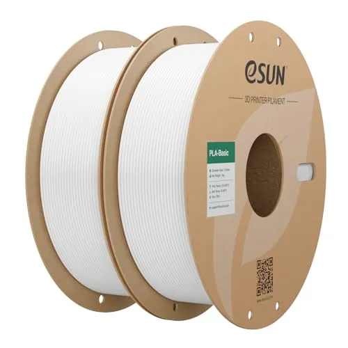 eSUN PLA Filament 1.75mm, PLA Basic 3D Drucker Filament Maßgenauigkeit +/- 0.03mm, 1KG pro Spule, 2 Spulen 3D Druck 3D Filament, Kaltes Weiß