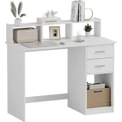 Mondeer Schreibtisch Computertisch (Weiß) mit Aufbewahrungsschrank - Kinderschreibtische mit 2 Schubladen für optimalen Stauraum, ideal für ein aufgeräumtes und kreatives Arbeitsumfeld.