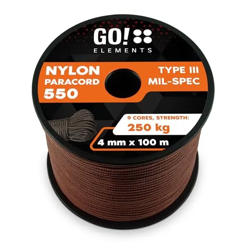 Paracord 550 Typ III - Reißfestes Nylonseil für Outdoor & Handwerk - Abspannseile - Unsere 100% reißfeste Paracord Schnur mit 11 Kernen hält bis zu 250 kg und ist witterungsbeständig, ideal für jede Herausforderung in der Natur.