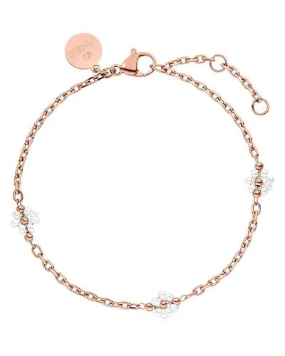 Purelei® Zartes Armband mit Perlen-Blumen – Verstellbares Frauenarmband in Gold, Silber & Roségold - Elegantes Armband aus hochwertigem Edelstahl mit zarten Blumen aus Glasperlen, verstellbar für jeden Handgelenktyp – ideal für Alltag und besondere Anlässe.