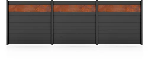 Gartenzaun STAKET PRO "Komplettzaun Paneel 150", schwarz - Hochwertiger Gartenzaun aus Aluminium und Glas, idealer Sicht- und Windschutz, einfach zu montieren und Made in Germany.