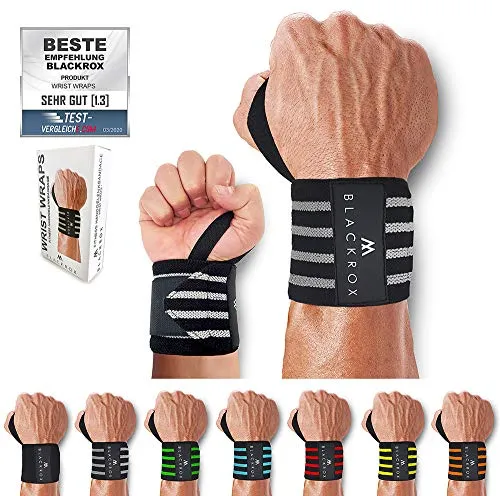 BLACKROX Handgelenkbandage Wrist Wraps Beast Killer 2x Handgelenkstütze Mann Frau Handgelenk Bandage für Sport, Fitness, Gym Bodybuilding powerlifting weightlifting kraftsport (Grau)