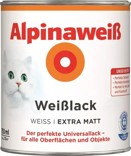 Alpinaweiß Weißlack 750 ml extra matt - Hochwertiger Weißlack für perfekte, extra matte Oberflächen. Ideal für Möbel und Wände, leicht anzuwenden und schnelltrocknend.