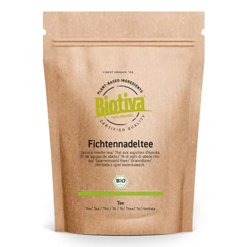 Fichtennadeltee Bio 100g - geschnitten- ohne Füllstoffe - frische Ernte in der EU - abgefüllt und zertifiziert in Deutschland - Biotiva