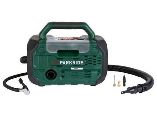 PARKSIDE Kompressor Luftpumpe 20V PKA 20-Li - Kompakter 2 in 1 Kompressor und Luftpumpe für hohe Druckanwendungen. Ideal für Auto- und Fahrradreifen sowie Luftmatratzen, mit automatischer Druckvoreinstellung und LCD-Display.