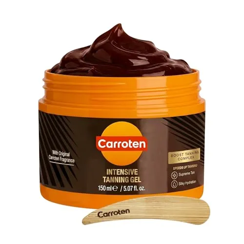 Carroten Intensive Tanning Gel 150 ml - Schnelle Bräunung mit Kokosnussöl - Körperselbstbräuner mit intensivem Bräunungssystem und Vitaminen, für eine schnelle, tiefenwirksame Bräune und langanhaltende Feuchtigkeit.