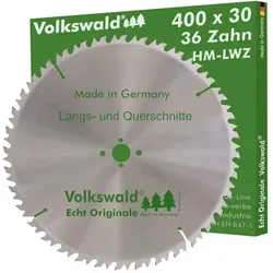 Volkswald Kreissägeblatt Volkswald ® HM-Sägeblatt LWZ 400 x 30 mm Z= 36 Kreissägeblatt Hartholz, Echt Originale Volkswald® Made in Germany