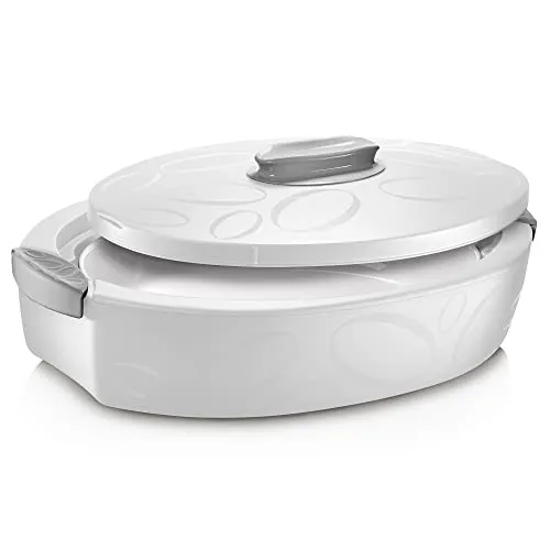 enjoy THE ITALIAN WAY OF LIVING Thermobehälter + Keramikschale (3 Liter) - Thermobehälter für perfekte Temperaturkontrolle, hält Speisen bis zu 3h warm und 5h kühl, ideal für Pasta und Aufläufe, mit hochwertiger Keramikschale.