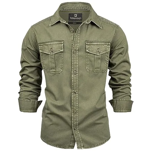 FALKENSTEJN Herrenhemd Riccaldo - 100% Baumwolle - Vintage Langarmhemden für Männer - ELEGANT UND BEQUEM - Das FALKENSTEJN Herrenhemd „Riccaldo“ aus 100% Baumwolle vereint Stil und Komfort. Erhältlich in den trendigen Farben Otter, Army und Black, ist es ideal für jeden Anlass und sorgt für einen perfekten Auftritt.