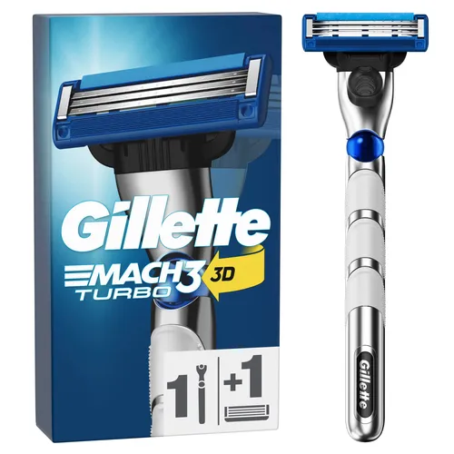Gillette Mach3 Turbo 3D Rasierapparat - Hochwertiger Herrenrasierer mit 3D-Motion Griff für eine präzise, glatte Rasur. Ideal für Männer, die Wert auf Komfort und Effektivität legen.