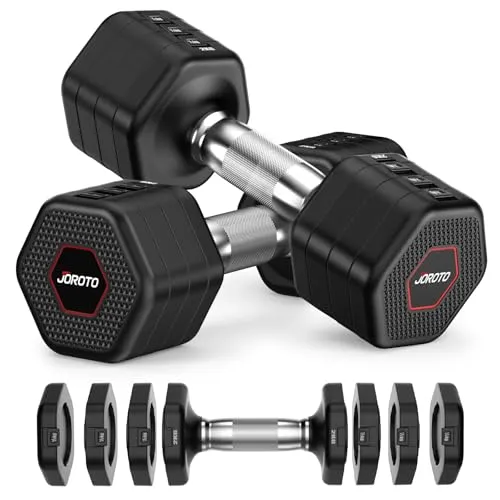 JOROTO 4-in-1 Verstellbare Hanteln Set – 2er Set, 2–5 kg - Das JOROTO Hanteln Set bietet 4 Gewichtsstufen für individuelles Krafttraining. Ideal für Zuhause oder im Fitnessstudio, mit ergonomischem Griff für komfortables Training. Perfekt für alle Fitnesslevel!