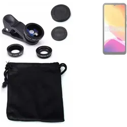 K-S-Trade Smartphone Kamera Linsen Set Kompatibel mit Cubot Note 21 3in1 Clip-On Kamera Adapter Macro Weitwinkel FishEye Fischauge Objektiv Linse - Schwarz