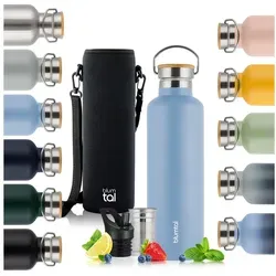 Blumtal Thermoflasche Thermosflasche 1L - doppelwandige Flasche Edelstahl 1L - BPA frei blau|grau 1000 ml
