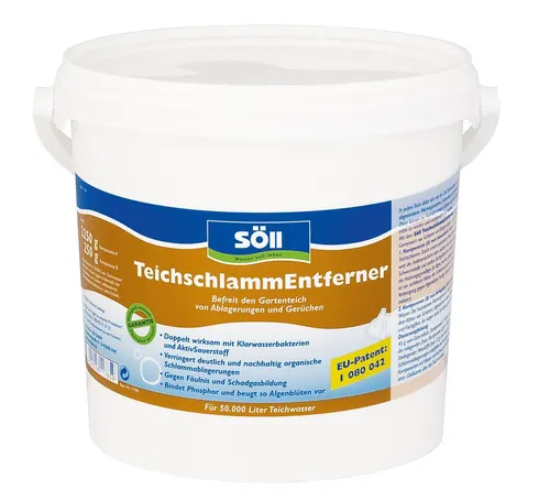 Söll 80632 TeichschlammEntferner - 2,5 kg biologischer Teichreiniger für 50.000 Liter, doppelt wirksam gegen Schlamm und Gerüche für klares Wasser