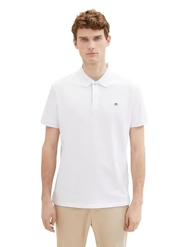 TOM TAILOR Herren Basic Piqué Poloshirt, 20000 - White, XL