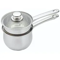 KitchenCraft Induktionskochfeld / Bain Marie Doppelkasserolle 16 cm - Edelstahl, Silber - Praktische Bain-Marie-Kasserolle für seidig-weiche Saucen und Desserts. Der gekapselte Boden sorgt für gleichmäßige Wärmeverteilung, während die Cool-Touch-Griffe ein sicheres Handling ermöglichen. Ideal für die moderne Küche.