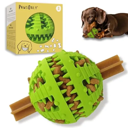 PawsOnly | Hundespielzeug | Leckerli Ball für Hunde | Intelligenzspielzeug | Snackball Hund | Hundebeschäftigung | Futterball Naturkautschuk | Welpenspielzeug | Zahnputzball (Klein 6 cm, Grün)