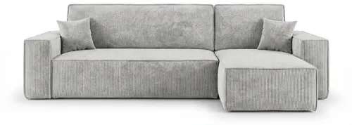 CORNERO Ecksofa CALIFORNIA MINI rechts grau Cord Poso 55 - Kompaktes Ecksofa mit Schlaffunktion und Bettkasten – ideal für kleine Räume. Der hochwertige Bezug sorgt für einen modernen Look und hohen Komfort. Perfekt für stilvolle Wohnkonzepte.