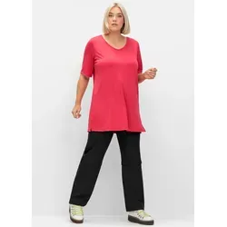 Funktionsshirt SHEEGO "Funktionsshirt", Damen, Gr. 56/58, pink (sorbet pink), 90% Polyester, 10% Elasthan, Rundhals, Kurzarm, Shirts