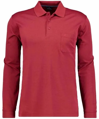RAGMAN Herren Softknit-Polo mit Brusttasche, Langarm Peperoni-613, M