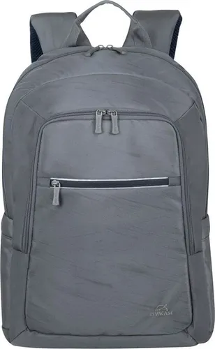 Rivacase ECO Notebook-Rucksack "Alpendorf" 15,6-16" grau - Laptop-Rucksack aus umweltfreundlichen Materialien mit geschütztem Neopren-Fach, ideal für unterwegs und mit praktischen Fächern für Dokumente und Zubehör.