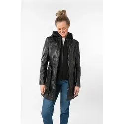 Mauritius Ledermantel BENTE2 - Funktionsjacke aus 100% Schafsleder, lange Lederjacke mit Gürtel und abnehmbarem Kapuzen-Inlay für vielseitige Styles und optimalen Tragekomfort.