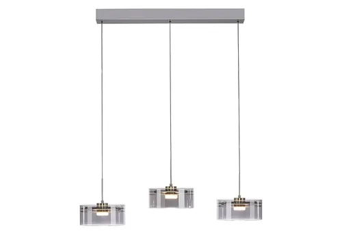 MONDO LED Pendelleuchte KARENA, 3-flammig, Höhenverstellbar - Hängeleuchte aus stahlgrauem Metall mit rauchfarbenen Glasschirmen, ideal für stilvolle Akzente und gemütliches Licht in jedem Raum. Extra-warmweißes Licht für eine einladende Atmosphäre.
