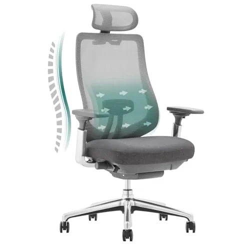 COLAMY ATLAS Ergonomischer Netz-Bürostuhl – Chefsessel mit Kopfstütze und 4D-Armlehnen - Bürostuhl mit Schiebesitz und Neigungssperre für optimalen Komfort, ideal für Home Office und Gaming mit atmungsaktivem Mesh-Gewebe für beste Flexibilität und Haltbarkeit.