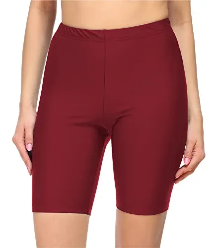 Merry Style Damen Badehose High Waist Bikinihose Schwimmhose für Wassersport SUP Schwimmradler Bademode für Frauen MS10-333 (Weinrot (4242),38)