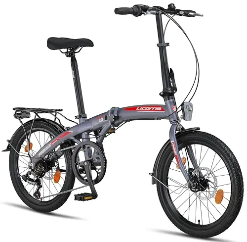 Licorne Bike Phoenix 2D 20 Zoll Aluminium Faltrad - Klapprad mit 7-Gang Kettenschaltung und Scheibenbremsen, ideal für städtische Mobilität und einfach zu transportieren dank kompaktem Faltmechanismus.