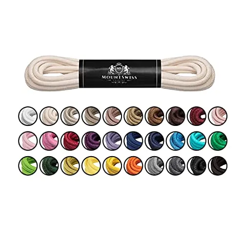 Mount Swiss Luxury Schuhbänder I Wasserabweisende und reißfeste Schnürsenkel aus Baumwolle, 75 cm, Creamy - Hochwertige, gewachste Schnürsenkel aus Baumwolle für einen eleganten Look. Ideal für Business- und Freizeitschuhe. Die wasserabweisende Oberfläche sorgt für Stabilität und Langlebigkeit – perfekt für den täglichen Einsatz.