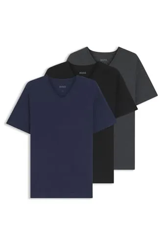 HUGO BOSS Herren T-Shirt Vn 3p Co T-Shirt, Hellblau, S - T-Shirts für Herren im Dreier Pack, aus weichem, atmungsaktivem Material mit hochwertiger Verarbeitung und stilvoller Logo Stickerei.