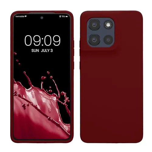 kwmobile Handyhülle für Motorola Moto G86 5G Hülle - Case Silikon - Kabelloses Laden - Schutzhülle Cover in Rhabarber Rot