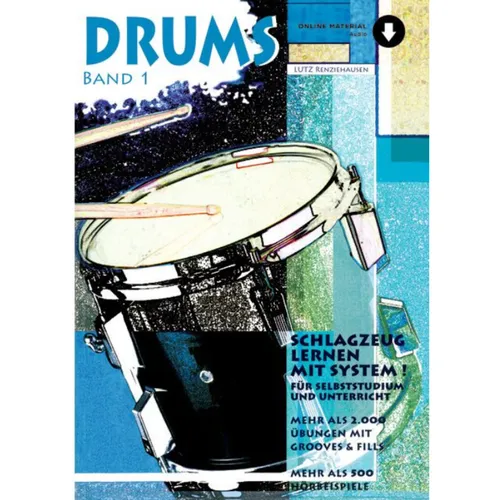 Drums, m. je 2 CD-Audio, Bd.1 – Schlagzeug lernen mit System - Jazz Noten mit über 2000 Übungen für Grooves & Fills, ideal für Einsteiger und Fortgeschrittene, um Schlagzeug effektiv zu lernen.