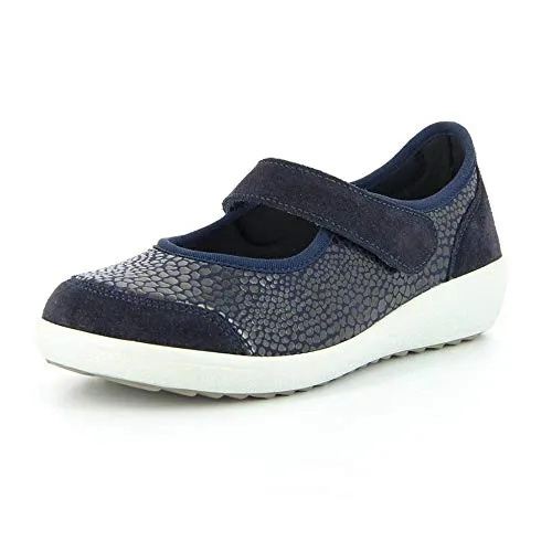 Varomed Sevilla Blau Damen Slipper - Bequem und Flexibel - Slipper & Loafer mit Klettverschluss für einfaches An- und Ausziehen, ideal für empfindliche Füße und Hallux Valgus. Die rutschhemmende Gummisohle sorgt für Stabilität.